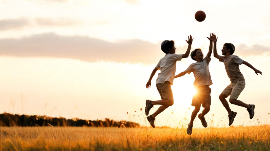 Boys Playing at Dusk