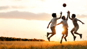 Boys Playing at Dusk